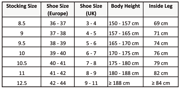 Gio Stockings Size Chart