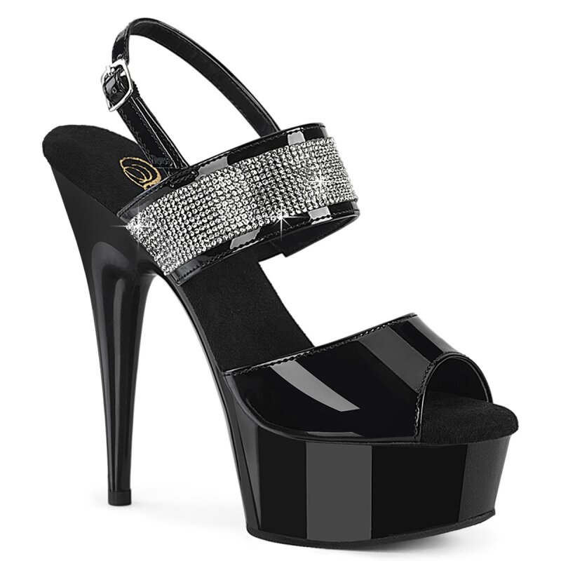 Zwart elastische band 15 cm DELIGHT-669 pleaser schoenen met hak Zwart elastische band 15 cm DELIGHT-669 pleaser schoenen met hak
