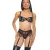 Darque Mesh/Lack Dessous-Set 3-teilig - Schwarz