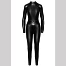 Noir Handmade Powerwetlook Catsuit mit Metallring CAGED F319