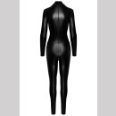 Noir Handmade Powerwetlook Catsuit mit Metallring CAGED F319