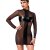 Noir Handmade Mesh Mini Dress with Wetlook Insert F369