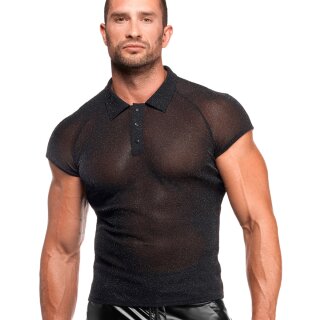 Noir Handmade Mesh Polo Shirt H082 - Black