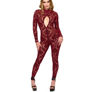 Noir Handmade Langarm Flock Catsuit F421