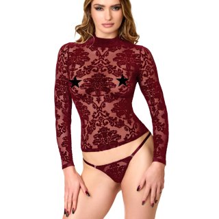 Noir Handmade Langarm Flock Top F425
