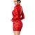 Noir Handmade Longsleeve Flock Minidress F415 - Red