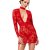 Noir Handmade Longsleeve Flock Minidress F415 - Red