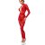 Noir Handmade Longsleeve Flock Catsuit F414 - Red