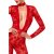 Noir Handmade Longsleeve Flock Catsuit F414 - Red