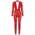 Noir Handmade Longsleeve Flock Catsuit F414 - Red