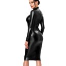 Noir Handmade Powerwetlook Midikleid F401 - Schwarz