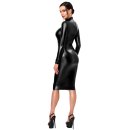 Noir Handmade Powerwetlook Midikleid F401 - Schwarz