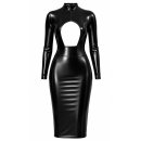 Noir Handmade Powerwetlook Midikleid F401 - Schwarz