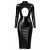 Noir Handmade Powerwetlook Midikleid F401 - Schwarz