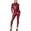 Noir Handmade Powerwetlook Catsuit mit 3-Wege Zipper F395 - Burgunderrot