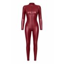 Noir Handmade Powerwetlook Catsuit mit 3-Wege Zipper F395 - Burgunderrot