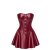 Noir Handmade Powerwetlook Korsett Minikleid F397 - Burgunderrot