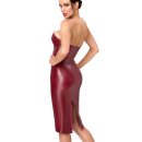 Noir Handmade Powerwetlook Korsett Midikleid F396 - Burgunderrot