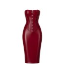 Noir Handmade Powerwetlook Korsett Midikleid F396 - Burgunderrot