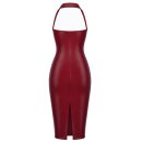 Noir Handmade Powerwetlook Korsett Midikleid F396 - Burgunderrot