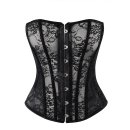 Noir Handmade Spitzen Korsett Top F406 - Schwarz