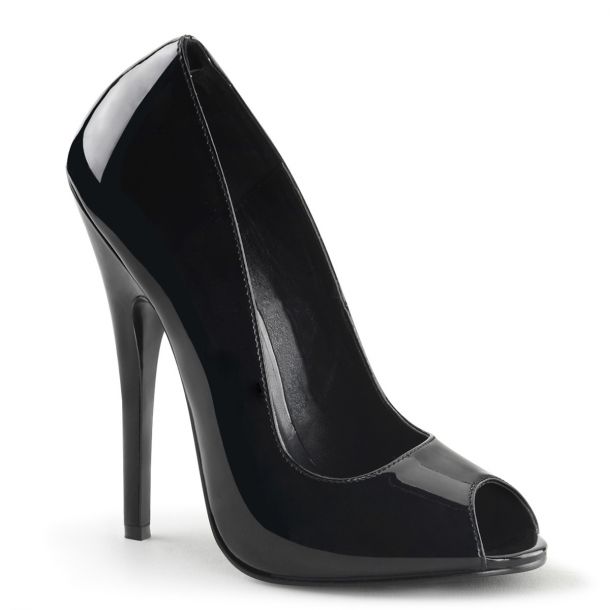 Peep Toe High Heels DOMINA-212 - Patent Black