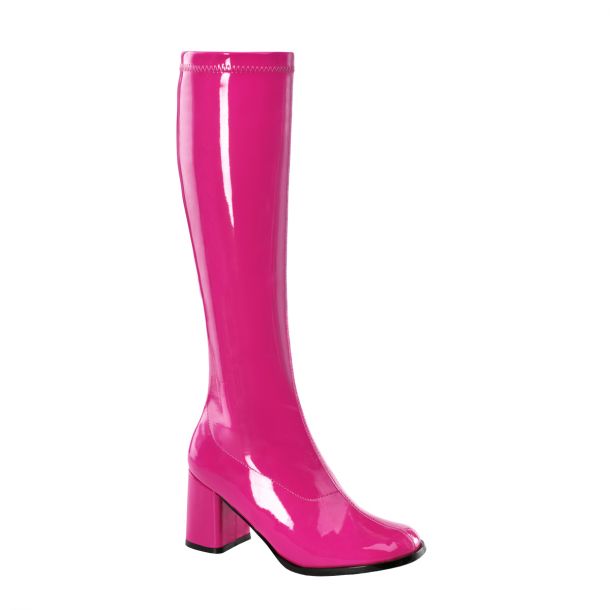 Retro Boots GOGO-300 : Patent hot pink