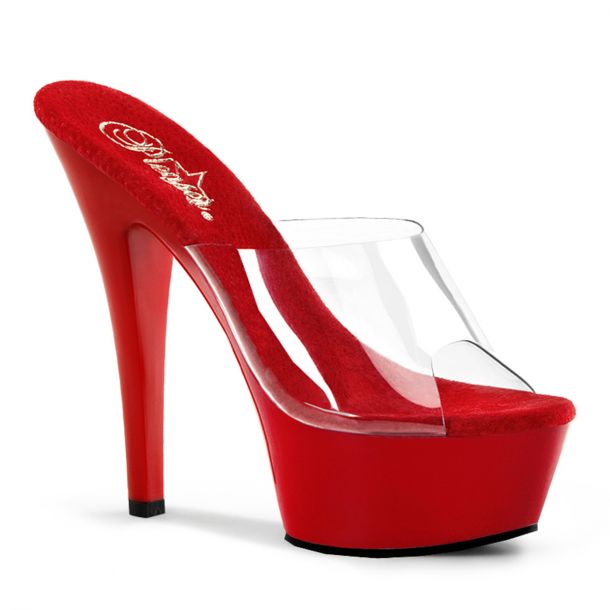 Platform Mules KISS-201 - Clear/Red