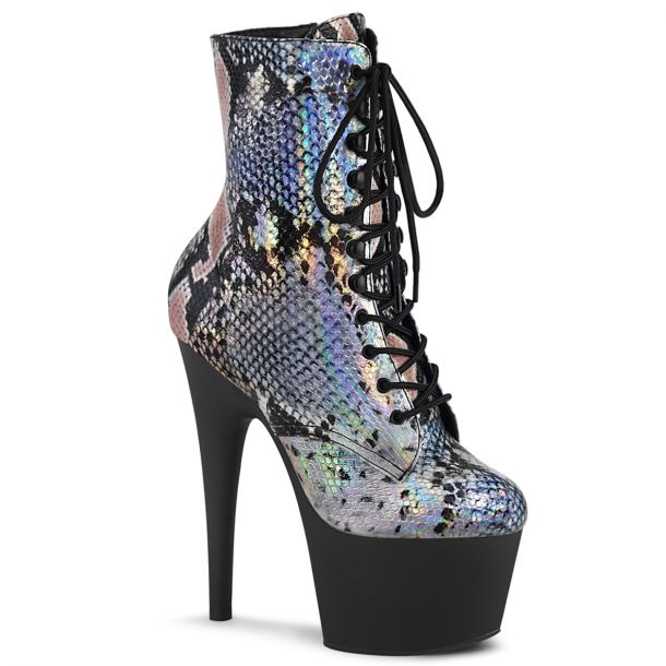 Snake Print Boots ADORE-1020SP - Silver Holo