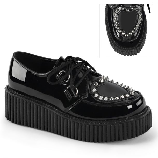 Platform Low Shoes CREEPER-108 - Patent Black
