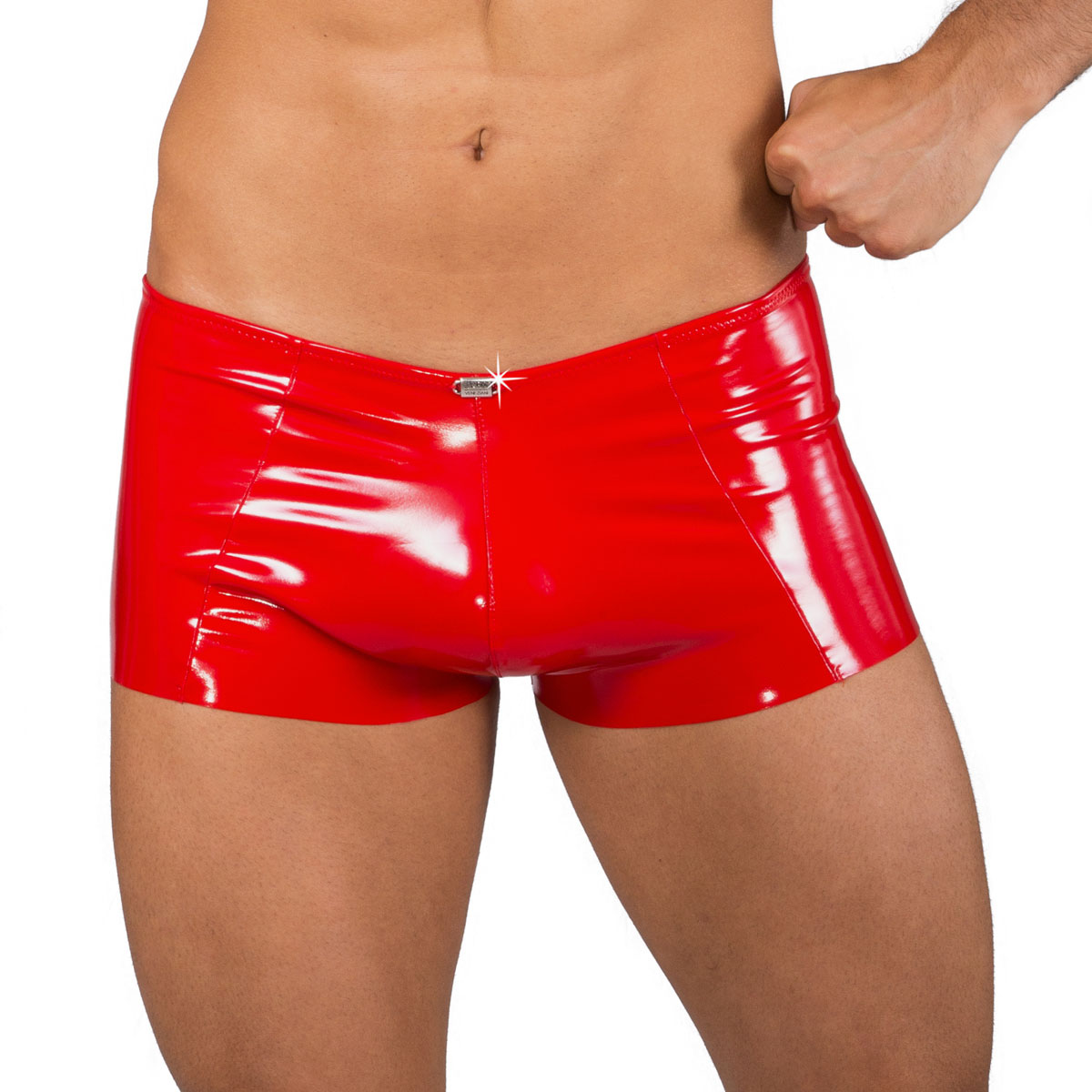 Mens Vinyl Boxer Shorts Pants - Red HOM Classic Boxer Briefs