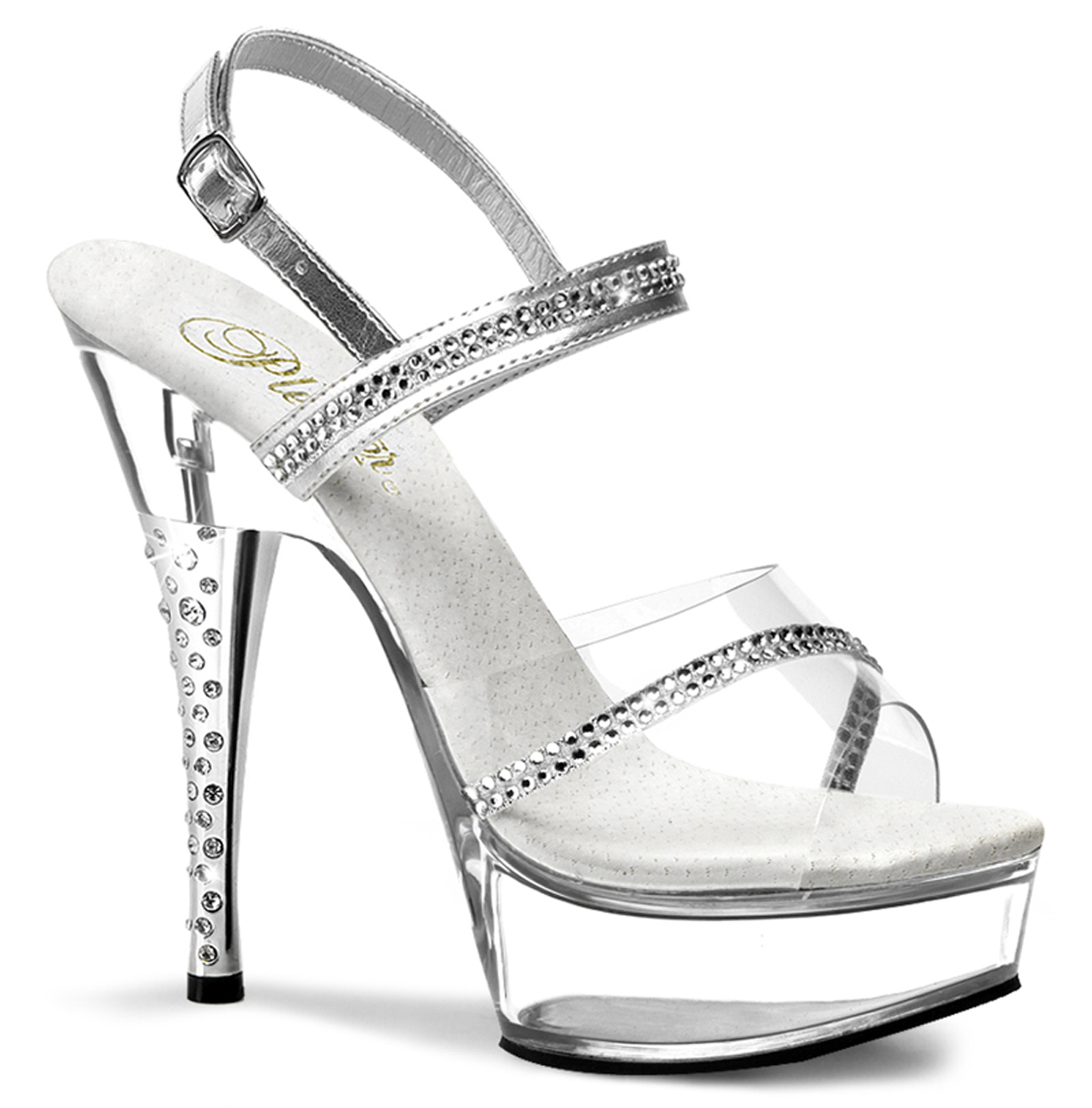 silver platform high heels