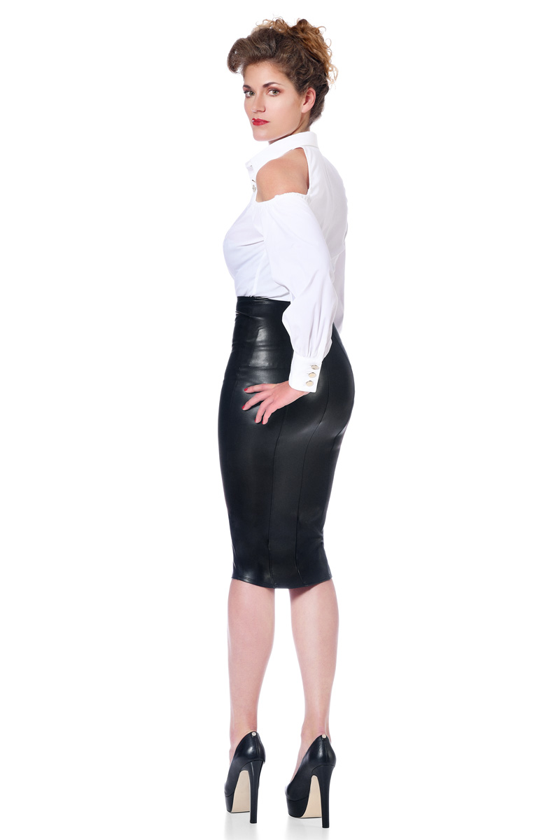 Knee-length Faux Leather Skirt - Black, Patrice Catanzaro