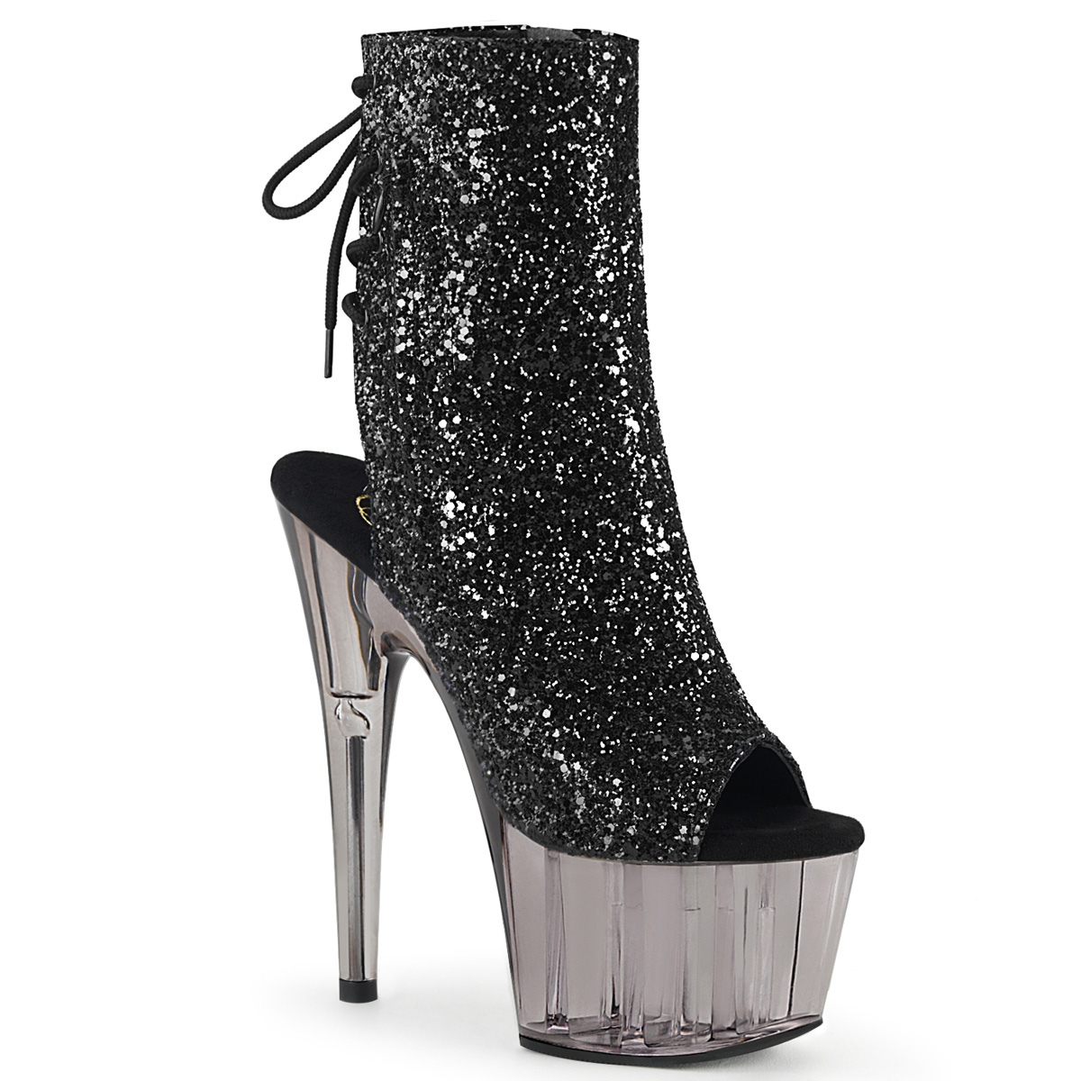 black glitter high heel shoes