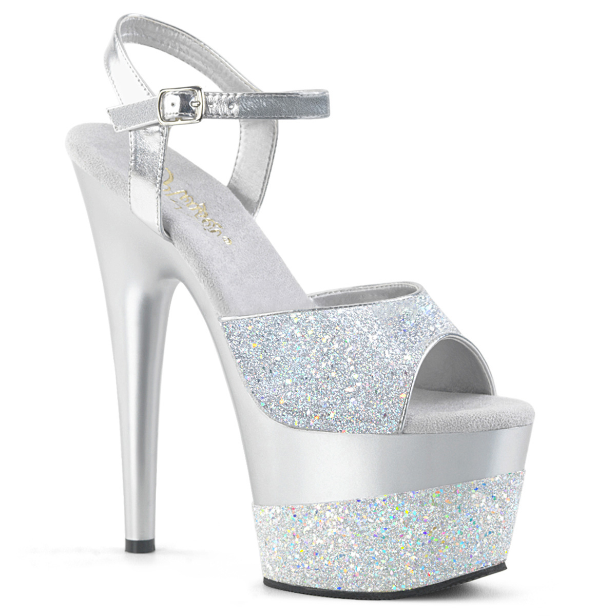 platform high heels silver