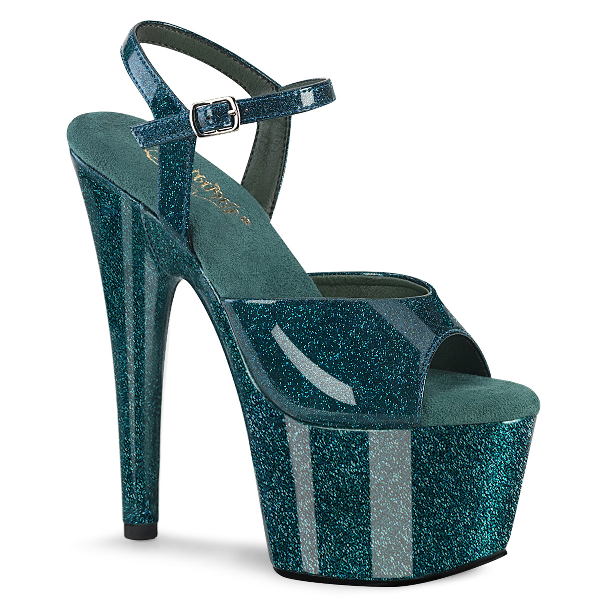 Asos Design Pistol Double Platform Heeled Shoes In Teal Velvet-blue |  ModeSens