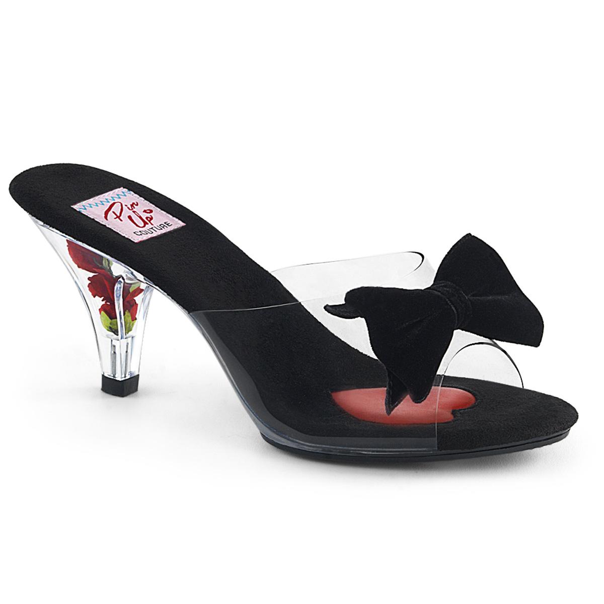 Mules BELLE-301BOW - Clear/Black, Pin 