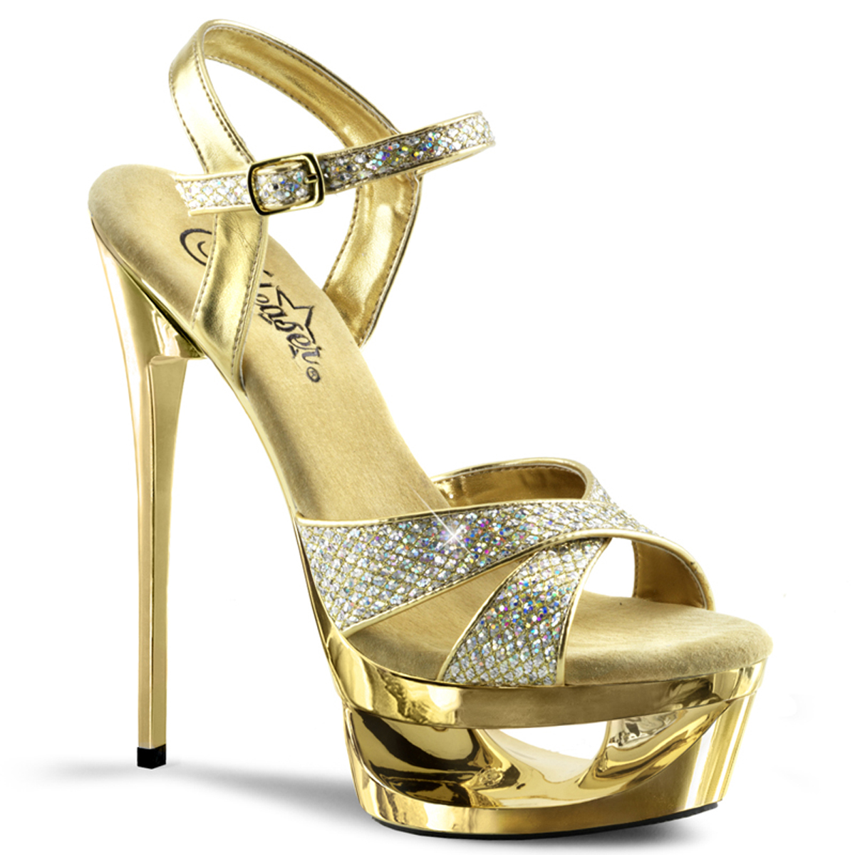 Kiss Gold Pu Platform Sandal High Heels