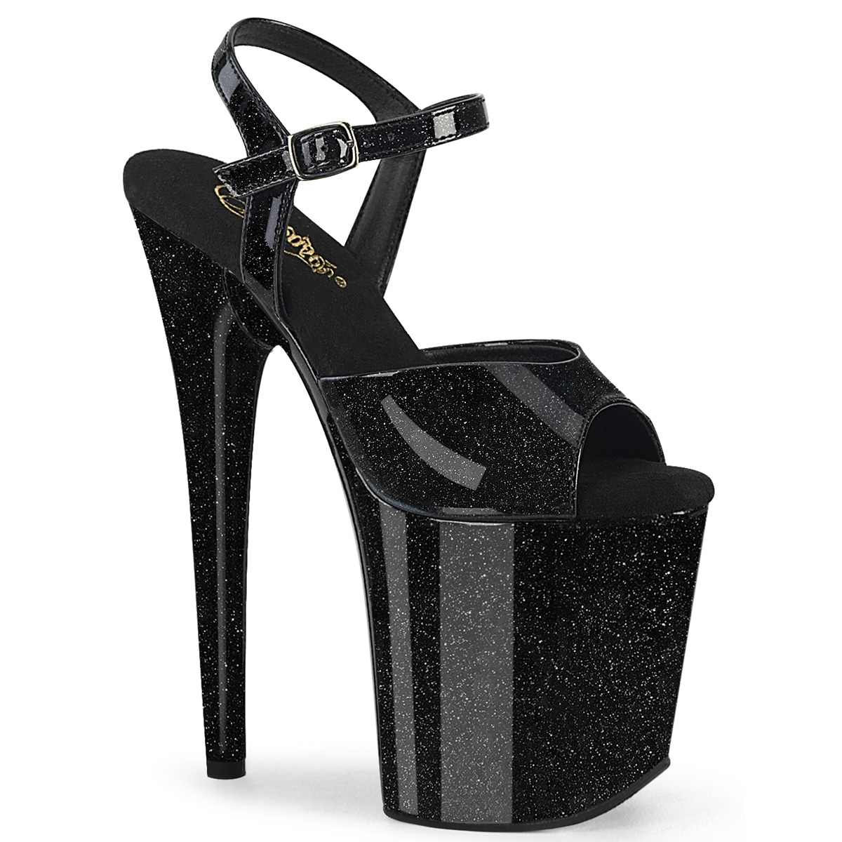 Black and Silver Glitter Chunky Heels Ankle Strap Platform Pumps | Platform  pumps heels, Heels, Shoes heels classy