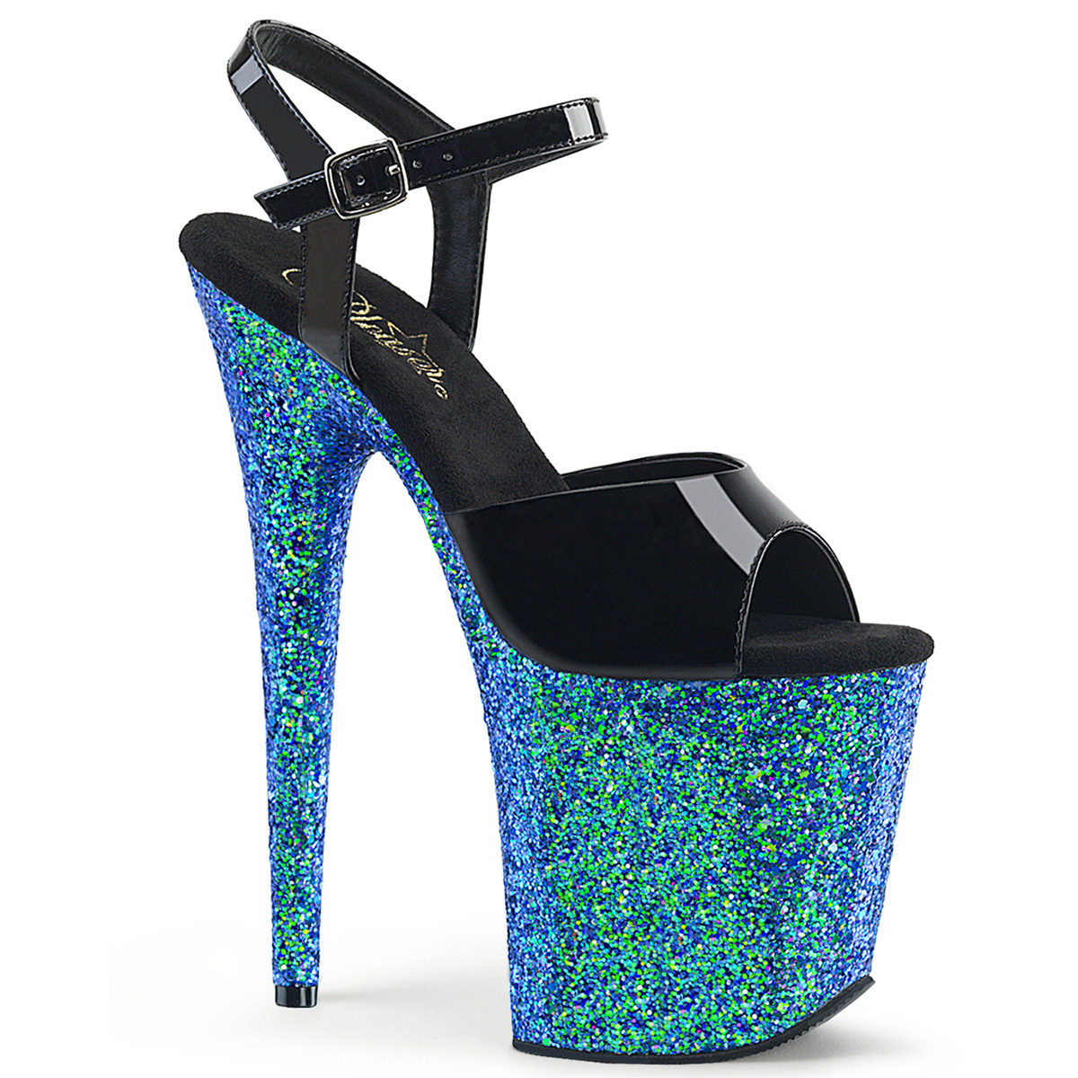 black and blue heels