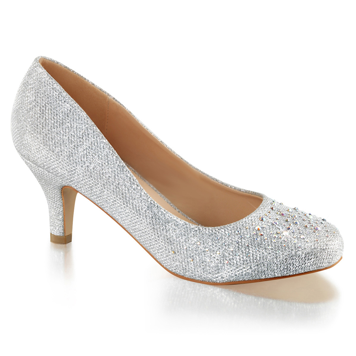 silver sparkle kitten heel shoes