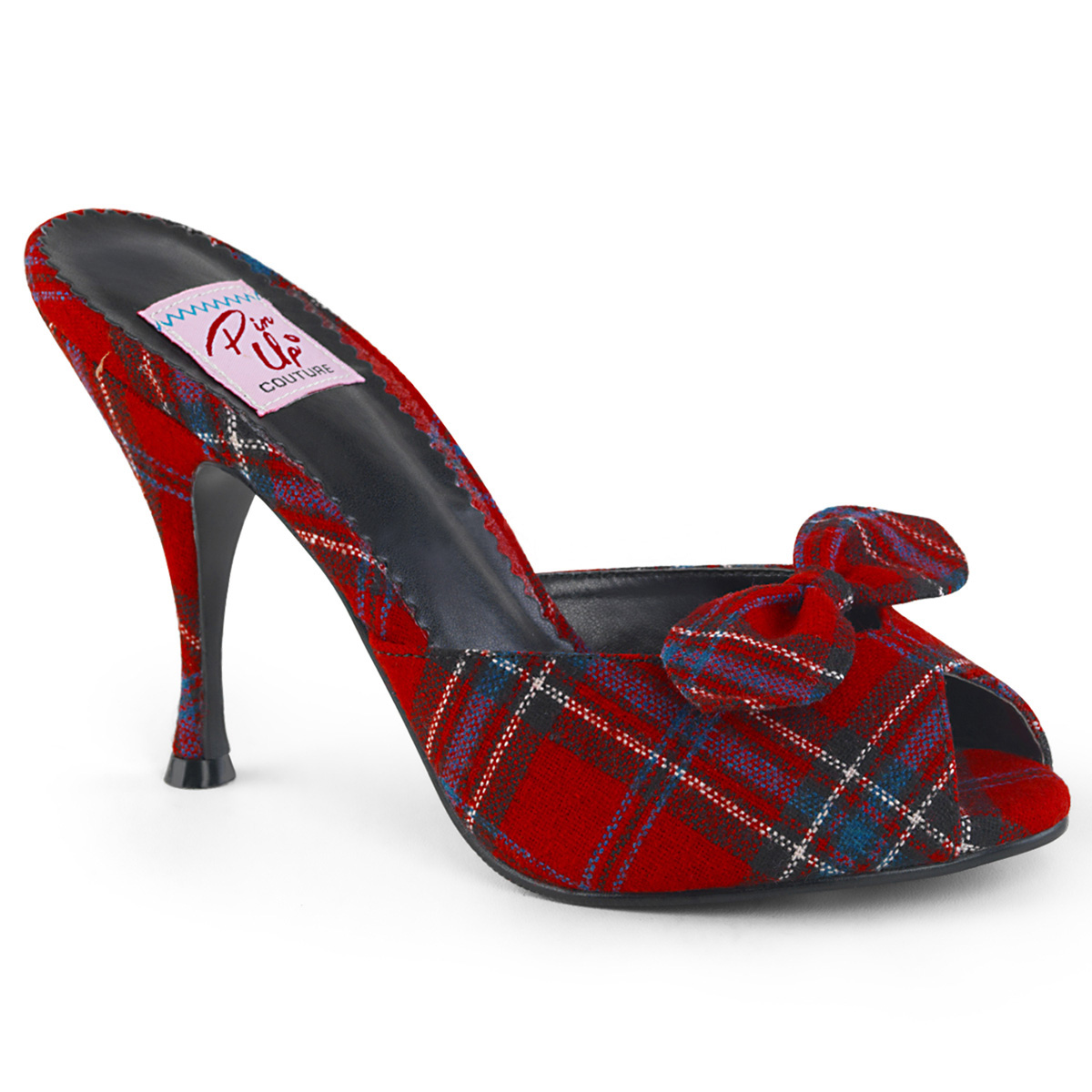 Mules MONROE-08 - Red Plaid, Pin Up Couture