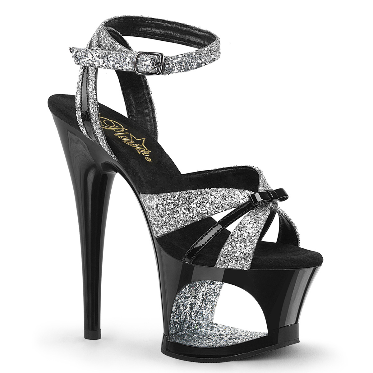 black and silver high heels