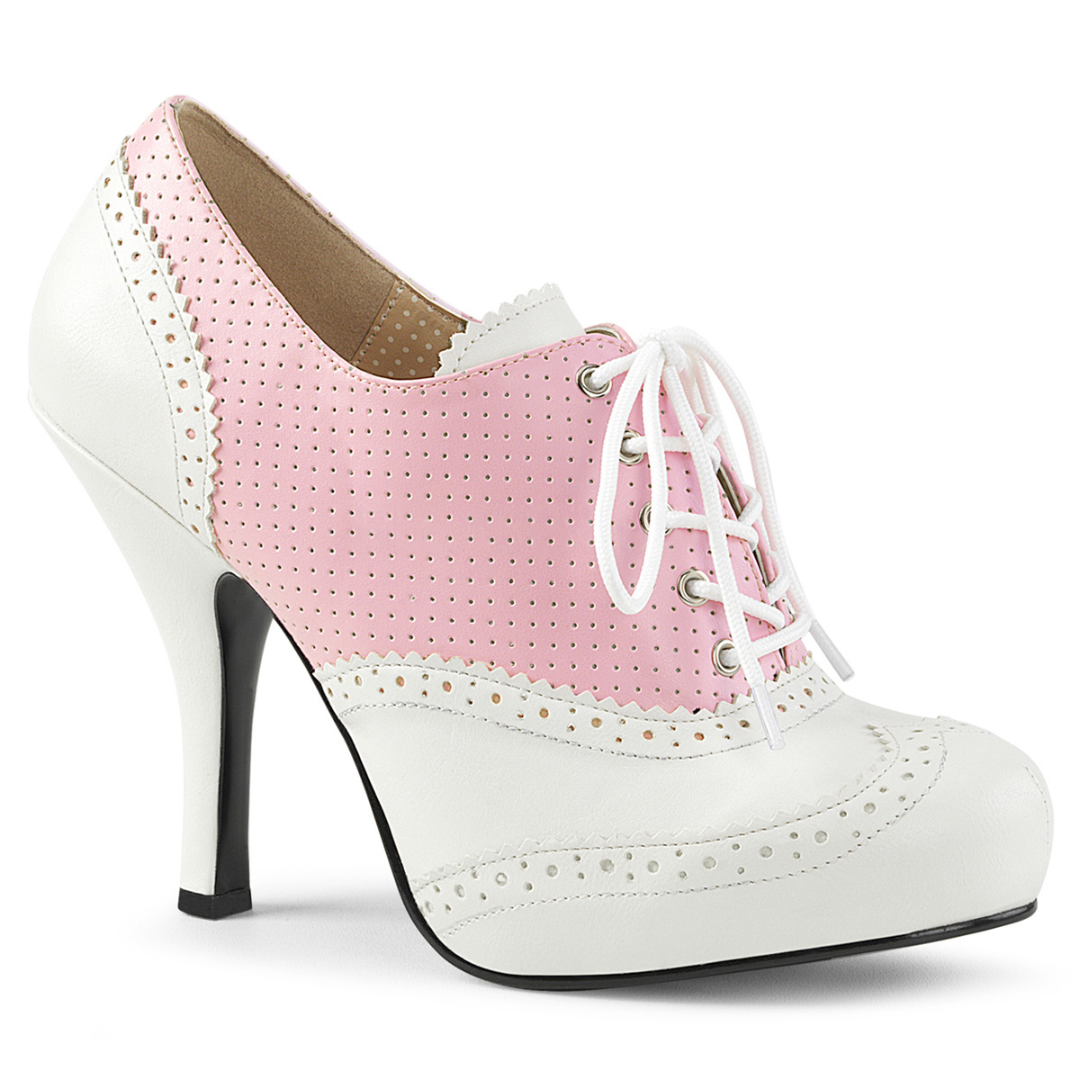 pink and white high heels