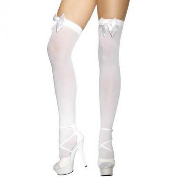 Stockings with Bow - White