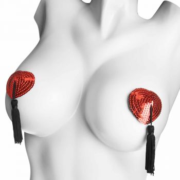 Heart Sequins Nipple Pasties - Red