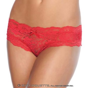 Lace Panty Crotchless - Red