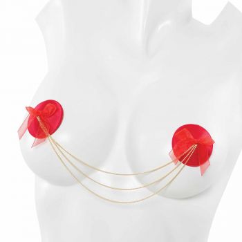 Nipple Pasties with Chains - Red