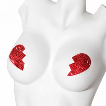 Rhinestone Nipple Pasties - Red