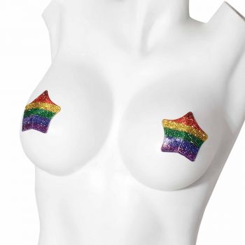 Rhinestone Nipple Pasties - Rainbow
